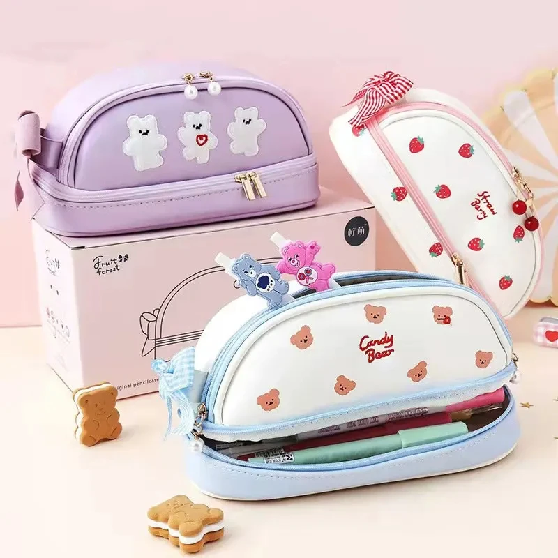 kawaii lapis cases bolsa de grande capacidade bolsa titular box para meninas escritorio estudante papelaria organizador material escolar 01