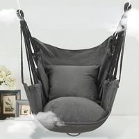 Outdoor Hammock Chair with 2 Pillows, Striped Hammock Suitable for Both Outdoor and Indoor Use, Outdoor Hanging Rope Chair