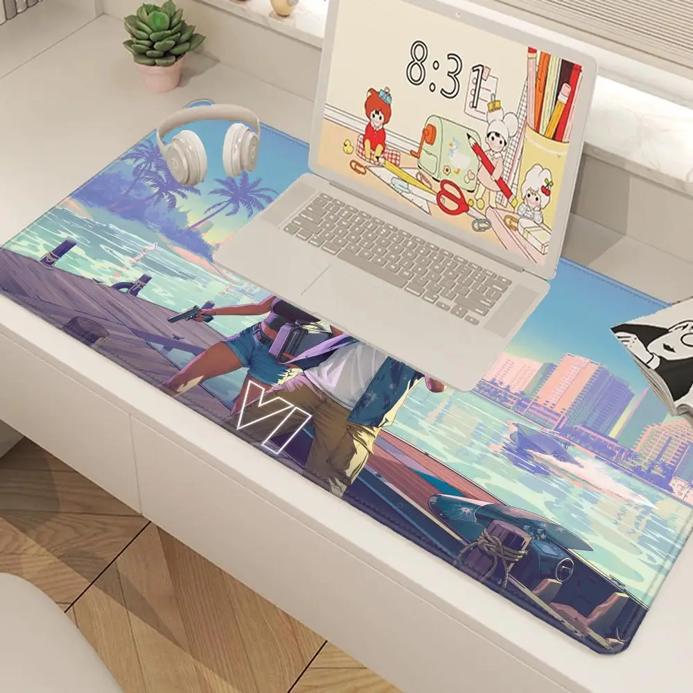 لوحات الماوس GTA 6 غير قابلة للانزلاق مكتب كبير طالب الألعاب سرقة السيارات سميكة لعبة كبيرة لوحة الكتابة وسادة ماوس الوسادة #4