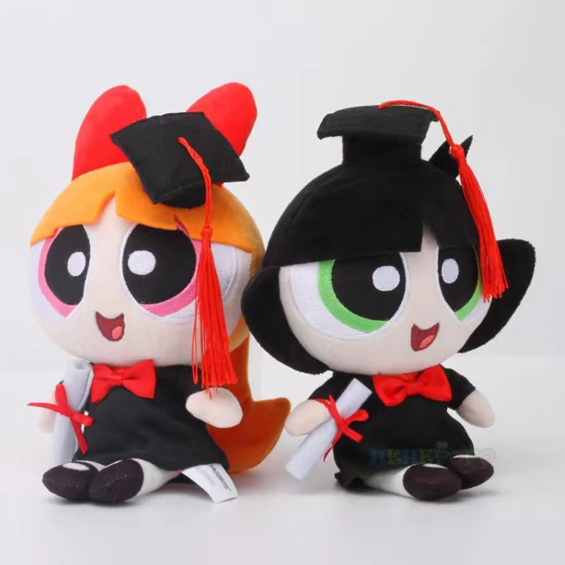 جديد 24 سنتيمتر الفتيات Powerpuff ألعاب من نسيج مخملي سلسلة الدكتوراه موسم التخرج هالوين هدية الكرتون فيلم شخصية دمية