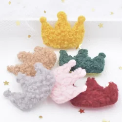 12Pcs Puffy Soft Teddy Plush Padded Patches Crown Appliques for DIY Clothes, Crafts, Hat, Bag, Woolen Gloves, Socks Decor