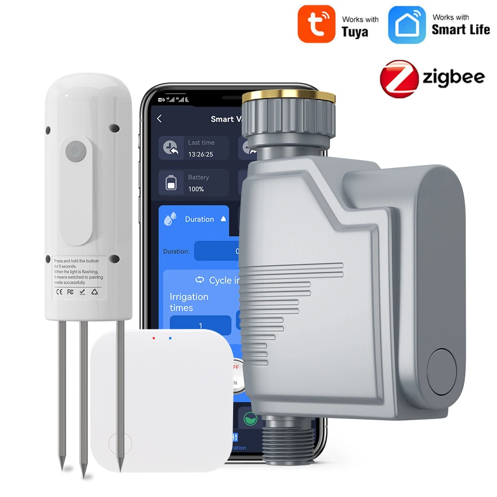 Tuya ZigBee Gateway Bluetooth Hub, Sem Fio 3.0, Temperatura, Umidade, Sensor do Solo, Rega Baseada no Clima, Kit de Jardim Inteligente