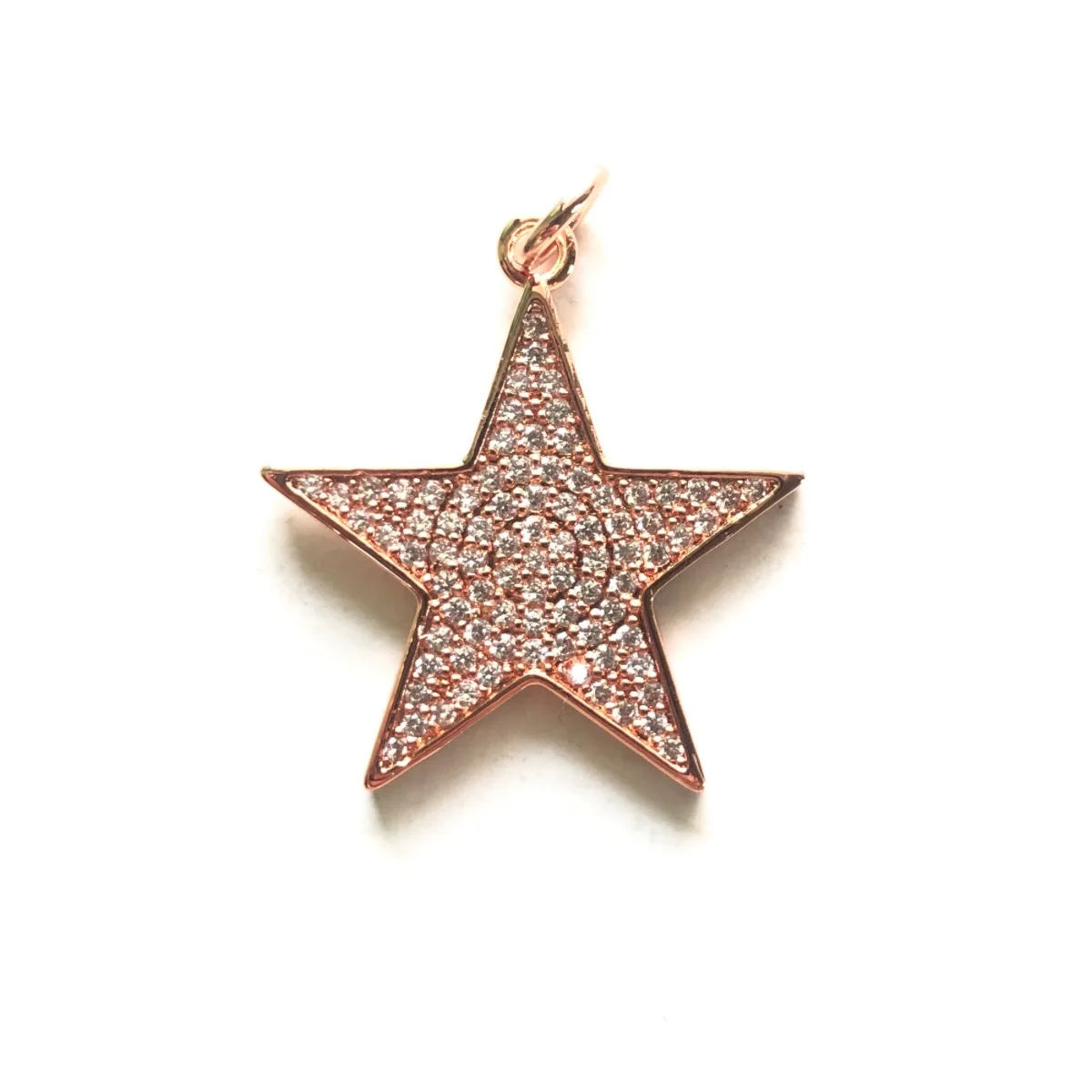 5pcs Zirconia Paved Star Charm for Women Bracelet Necklace Making Gold-Plated Pendant Handmade Craft Jewelry Accessory Wholesale