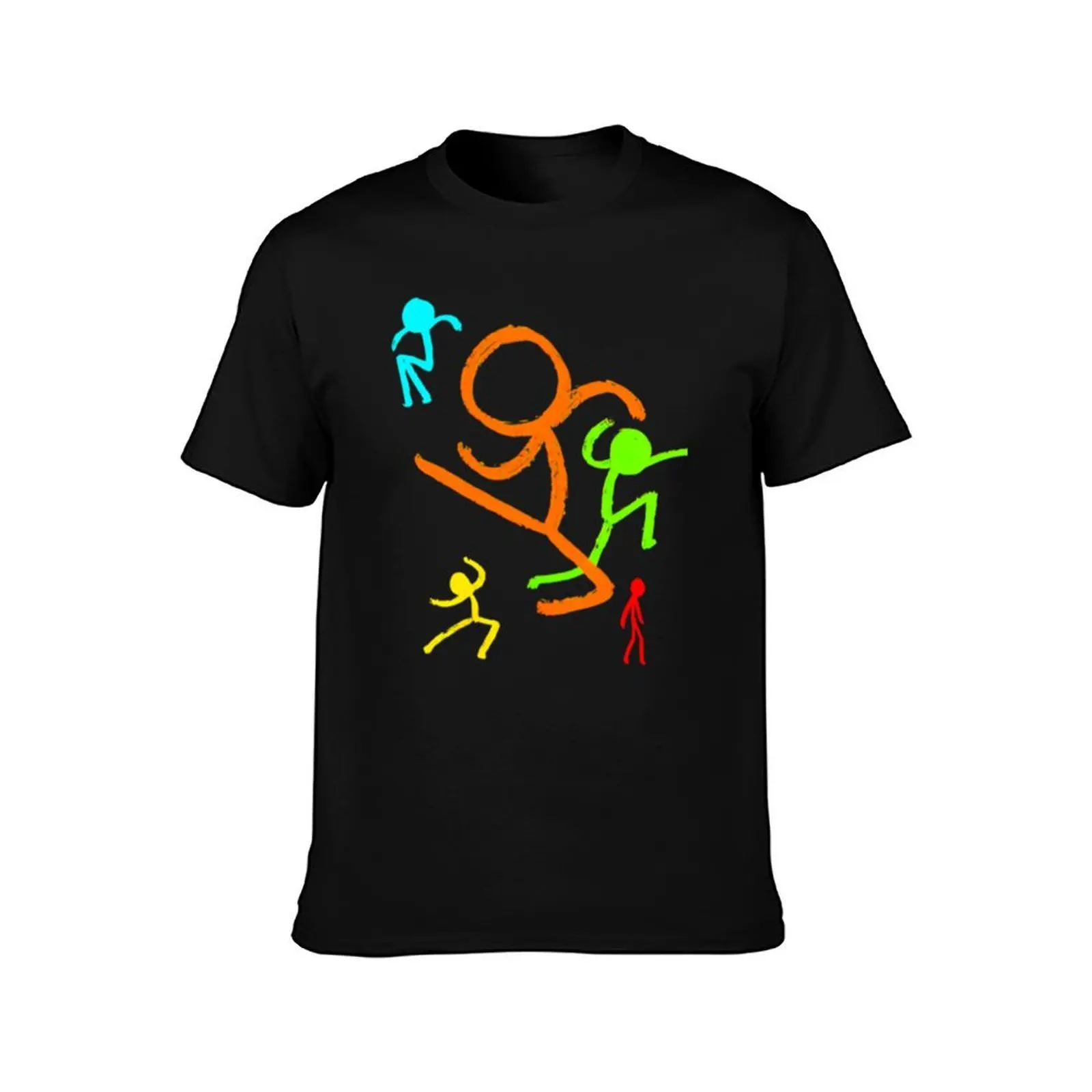 Alan Becker Five Stick Figures T-Shirt, Summer Casual Cotton Tee, Oversized Streetwear Tops, Vintage Graphic Print, 100% Cotton
