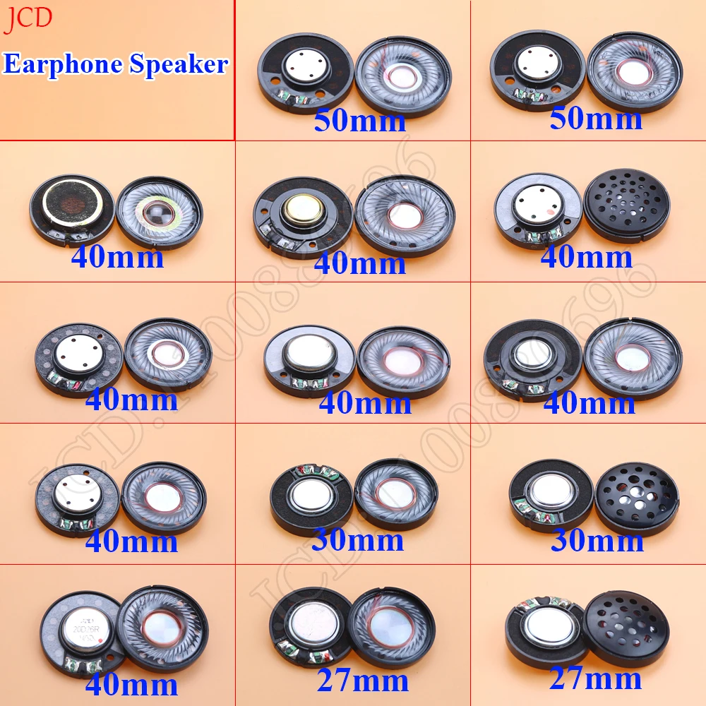 2PCS New 50mm 40mm 30mm 27mm Speaker Unit for DIY Headphone Excellent Sound Diaphragm Clear Voice Deep Bass Highly