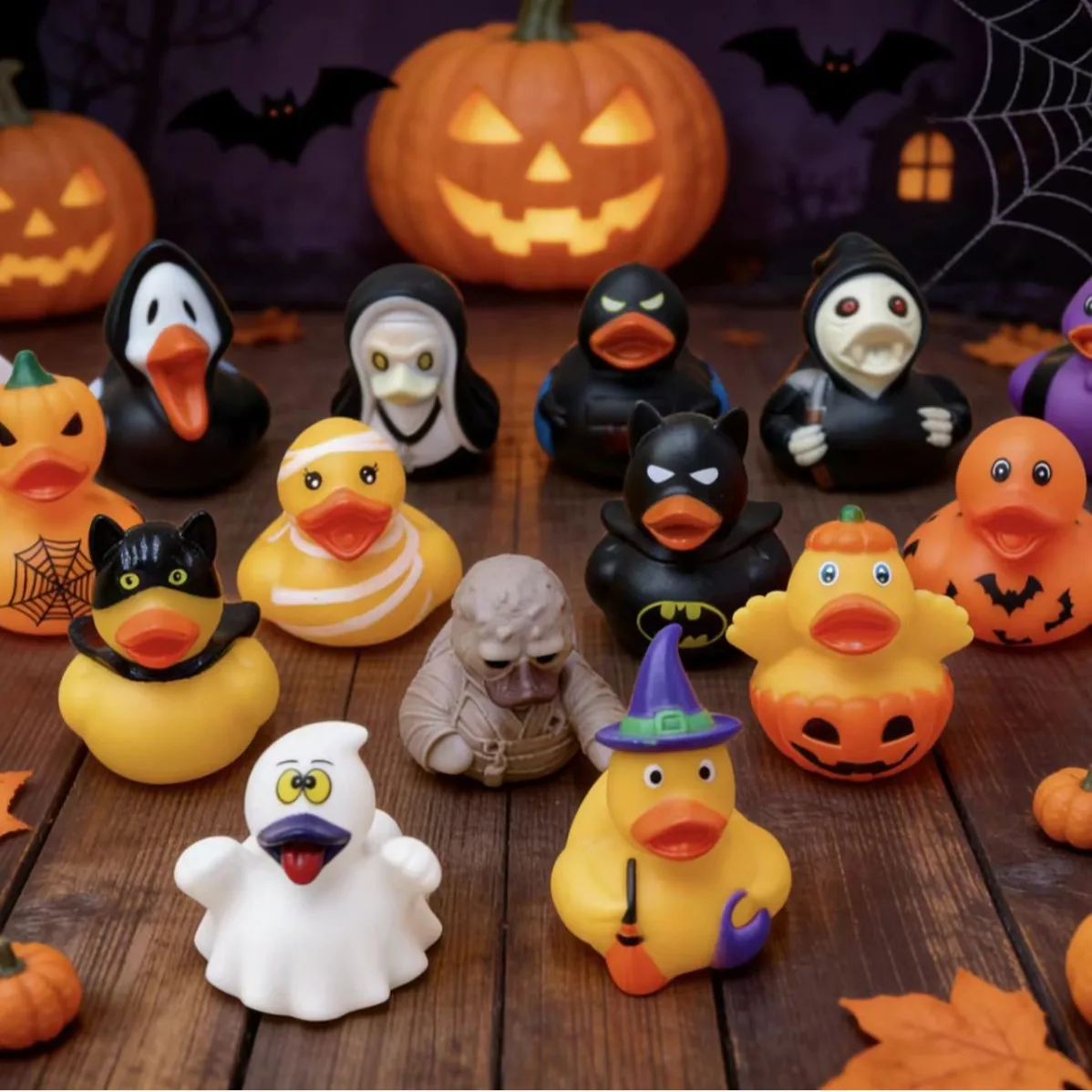 60/48/24/12/10/6/1 Halloween Bat Ducks, Squeeze Ducks, Stress-Relief Ducks, Bath Floating Sound-Making Ducks, Baby Shower Bath Toys, Rubber Children's Toy Ducks