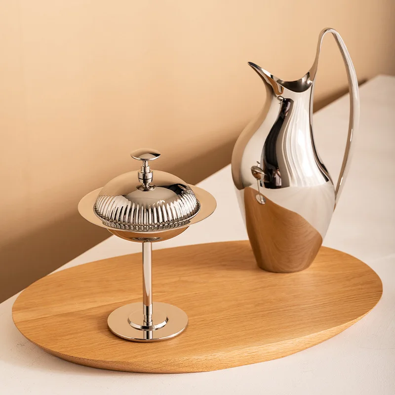 

Stainless steel pudding cup light luxury afternoon tea dessert cup covered ice cream cup model room decorative ornament