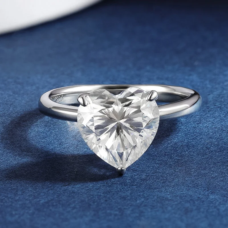 Halaile 4CT 5A Zircon/Moissanite S925 Sterling Silver Love Heart Ring Classic Bridal Fine Jewelry Women\'s Wedding Luxury Gift