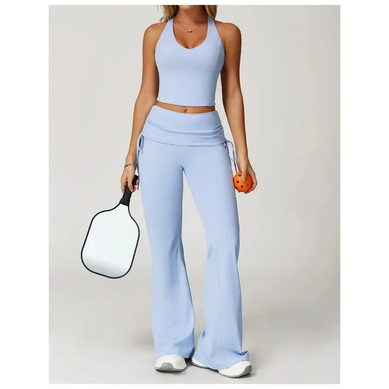 Bell-bottoms High Waist Workout Yoga Leggings Fitness Butt Lifting Scrunch Butt Sports Gym Flared Pants Women Wide Leg Pants