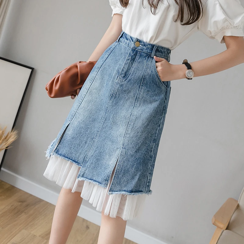 

High Waist A-Line Skirt Women's Denim Skirts Spring Summer 2024 Slimming Midi Skirts Trendy Faion plus Size