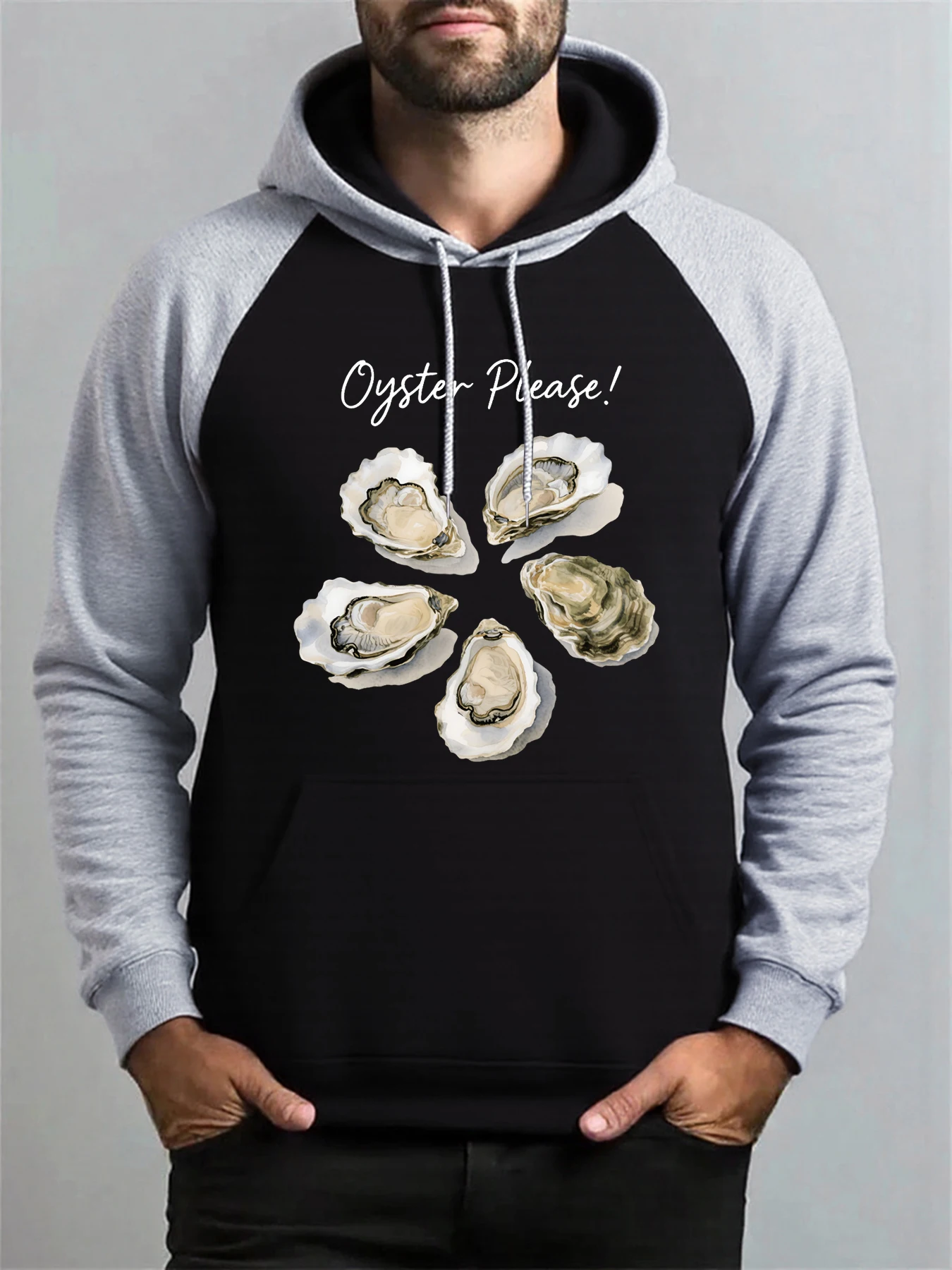 

Oyster Please Print Men Raglan Hoodie Trendy Multicolor Hoodies Casual Soft Streetwear Harajuku Fleece Hoody Autumn Hip Hop Coat