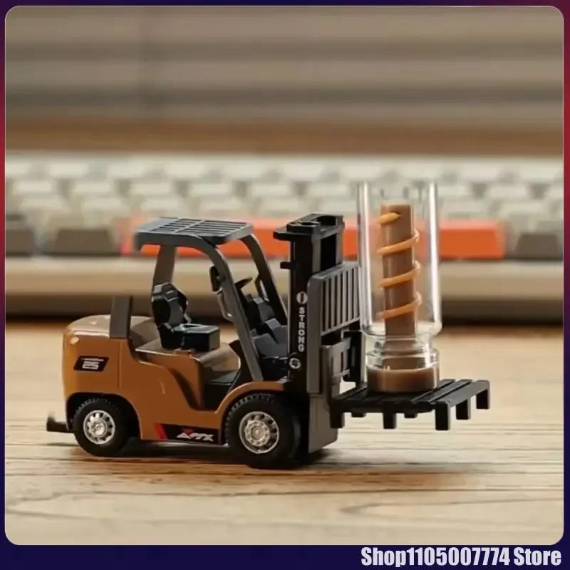 1/64 empilhadeira de liga com controle remoto, veículo de engenharia, brinquedos de mesa, modelo de coleção, presente para meninos
