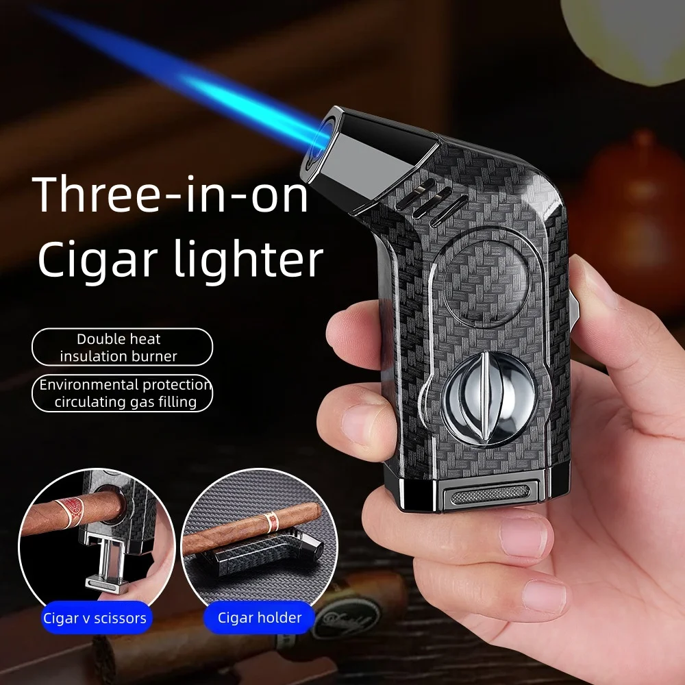 

Multifunctional 3-in-1 Cigar Lighter Direct Charge Windproof Blue Flame High Power Welding Gun Men's High End Personalized Gift