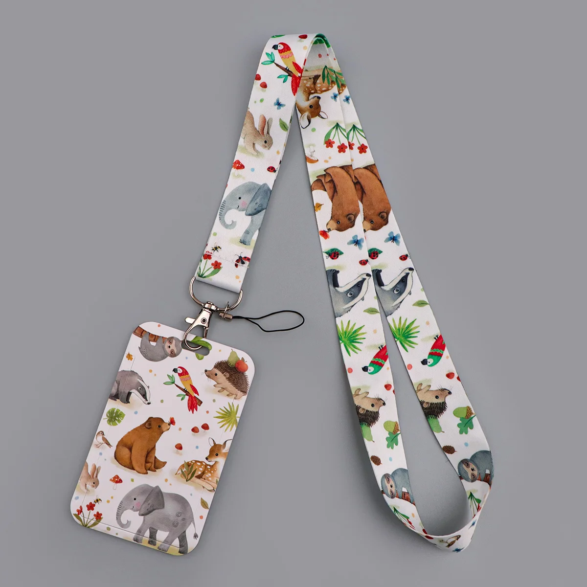 

Cute Animals Elephant & Bear Lanyard Students ID Card Badge Holder Hanging Rope Neck Strap Keychain Keyring Accessories Gifts