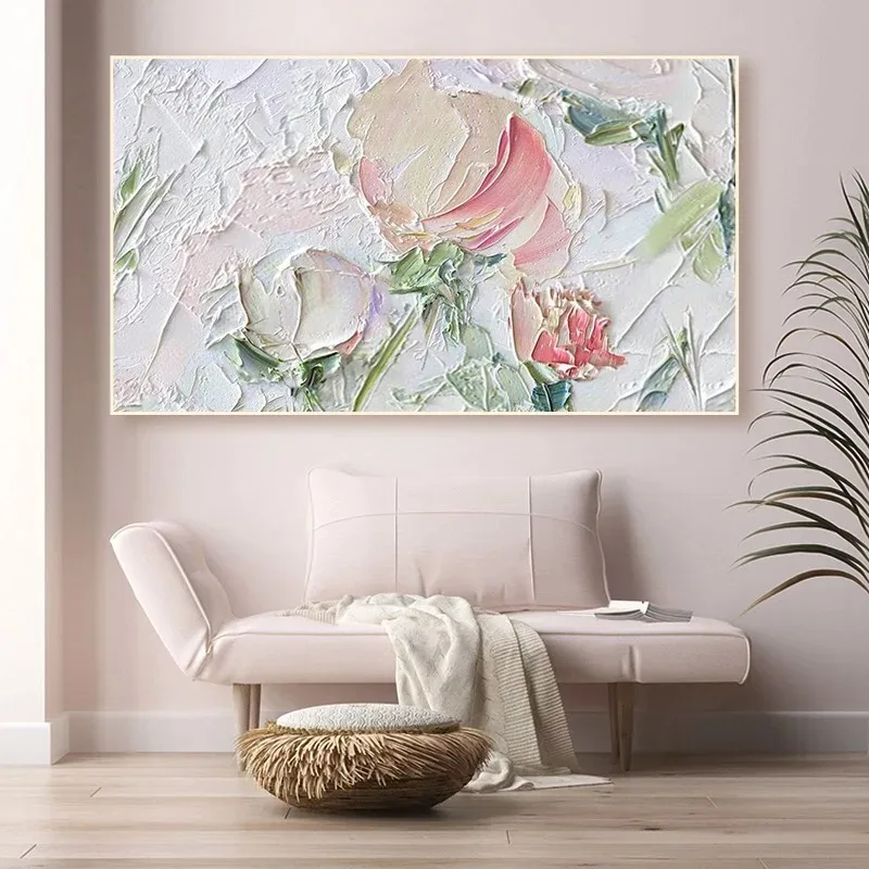 Abstract Textured Rose Petals Picture,Abstract Oil Painting On Canvas,Modern Wall Art For Home Decoration Posters, No Framed