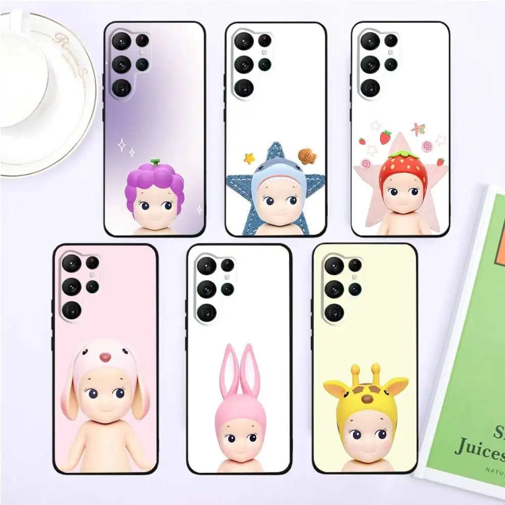 

Cute S-Sonny Angel Phone Case For Samsung S25,S24,S23,22,21,Ultra,Pro,S10,S30Plus,20lite Black Cover