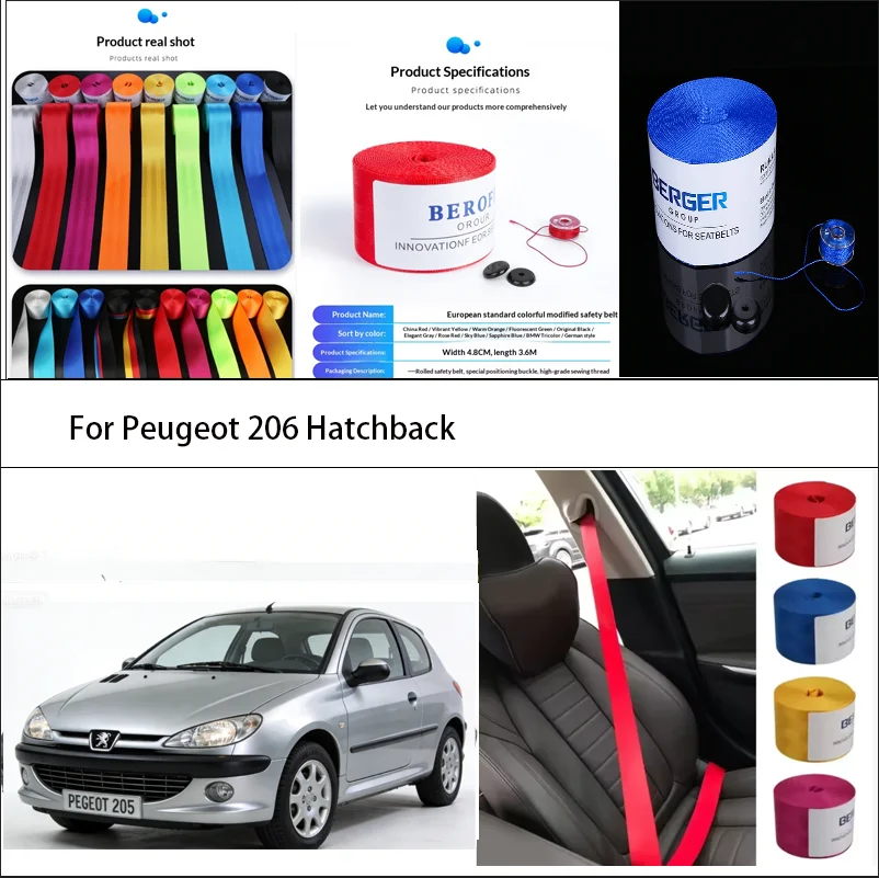 

For Peugeot 206 Hatchback Car Seat Belt Seatbelt Webbing Lap Retractable Safety Strap 48MM