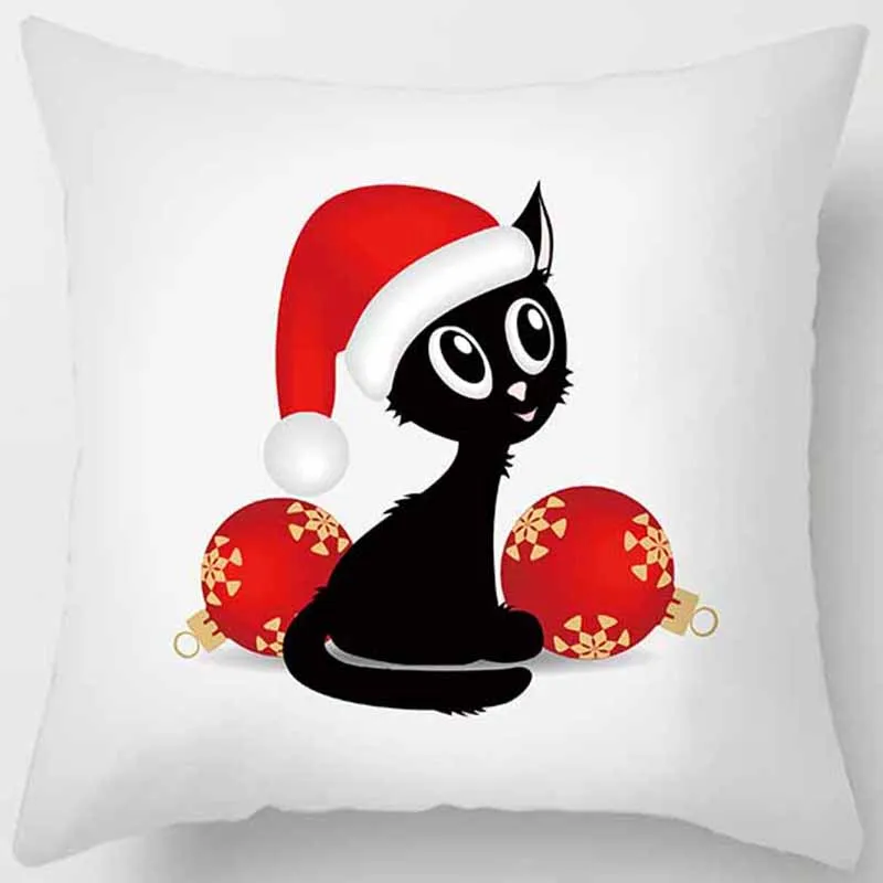 Christmas  Cats with The Apples Pillow Covers Short Plush High Quality Thick Two Sides Printed Pattern Pillow Cases image 6