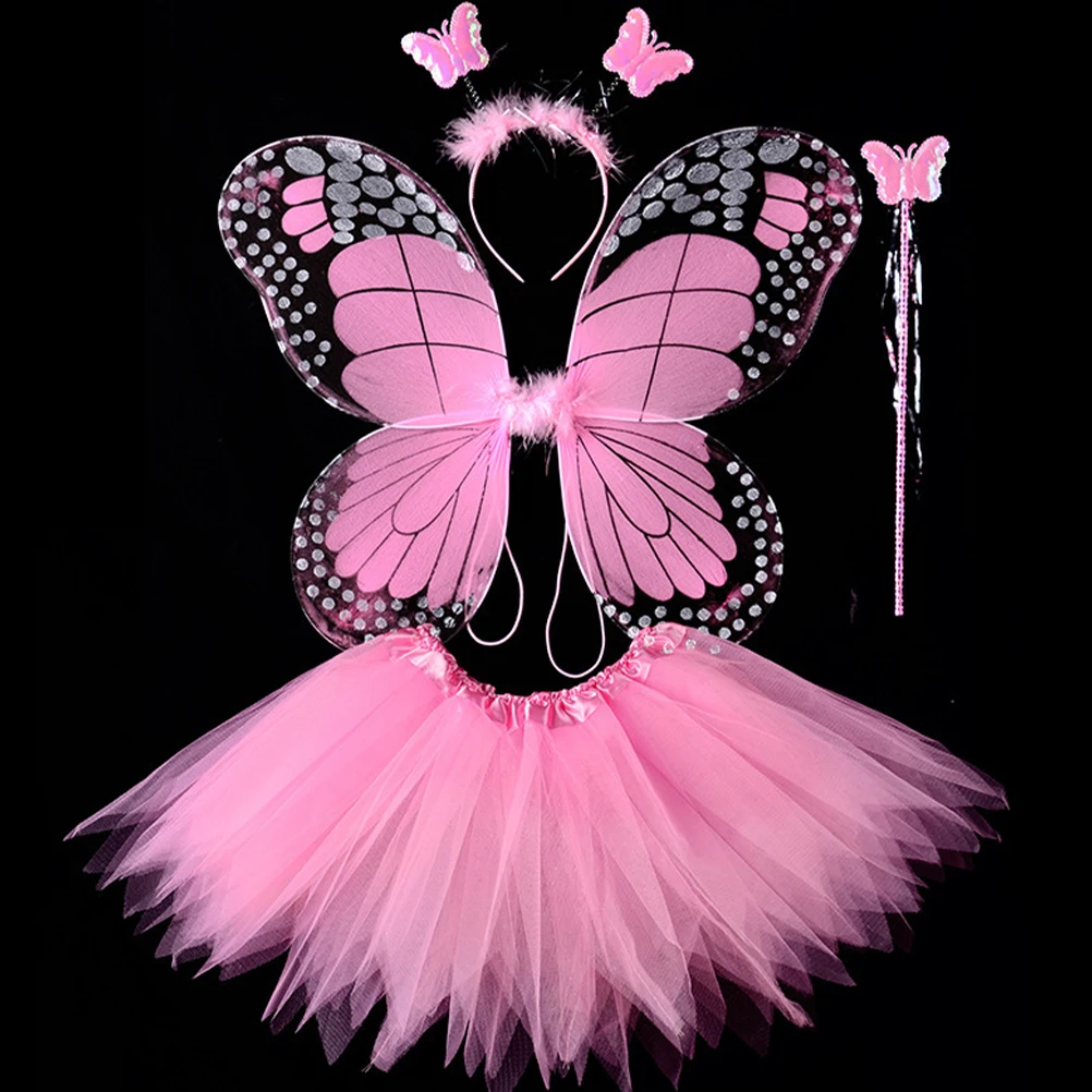 

1Set Butterfly Wings Costume Set for Toddlers Fairy Wand Headband Tutu Skirt Girls Dress Up Clothes Costume Party Birthday