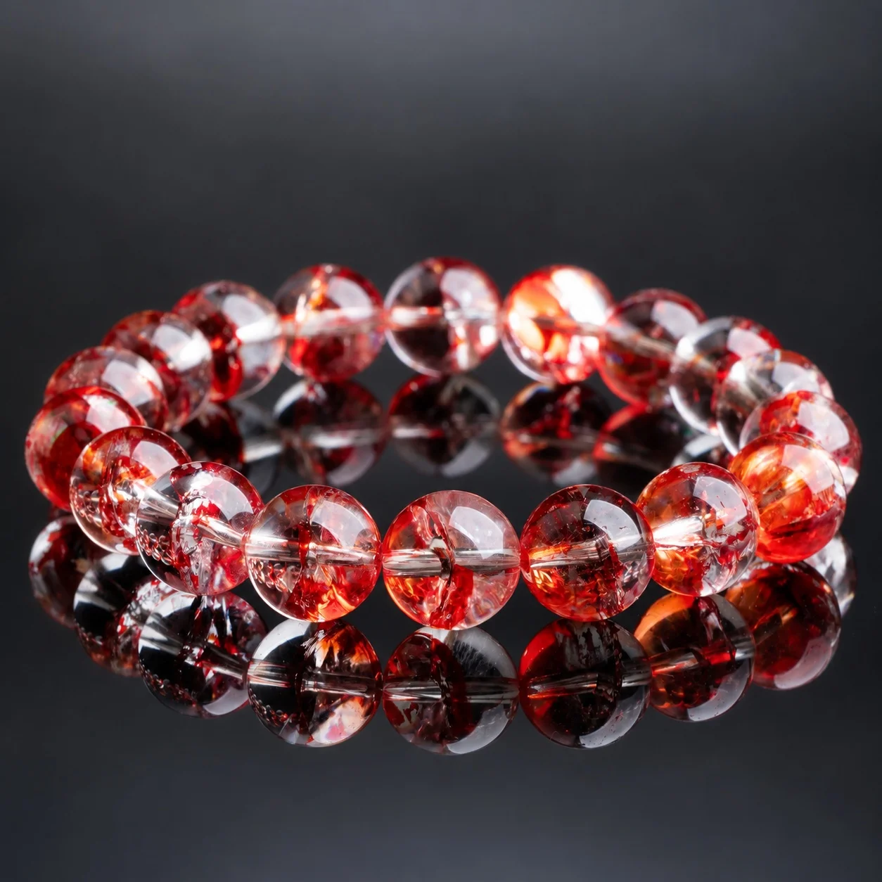 Round Bead Bracelet Loose Bead Strand Crystal Koi Resin Flower Multicolor Circular Unisex Employee Gift