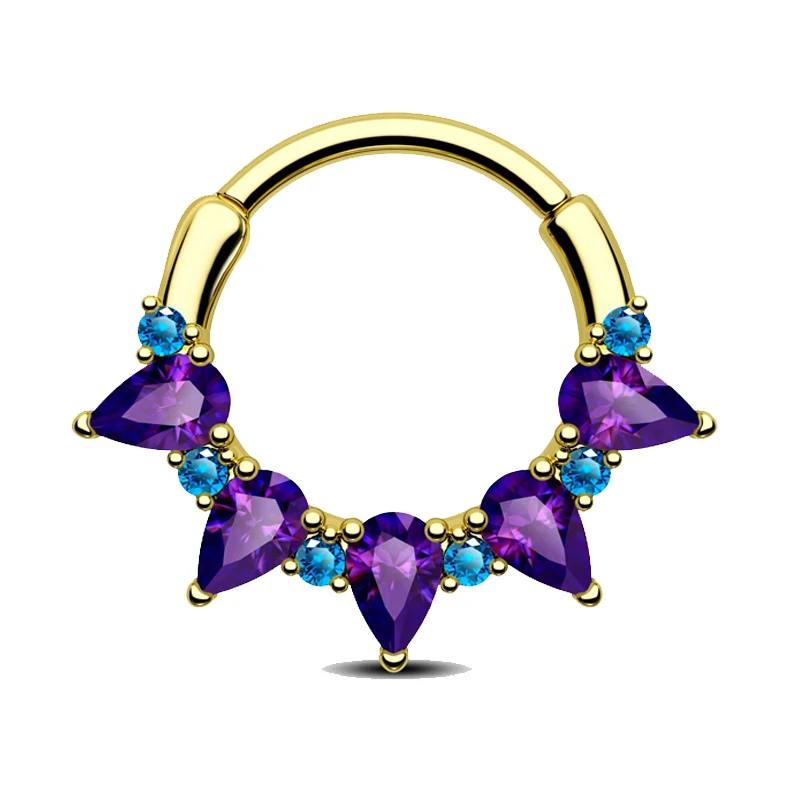 Zircon Nose Ring Hoop with Gemstone Design