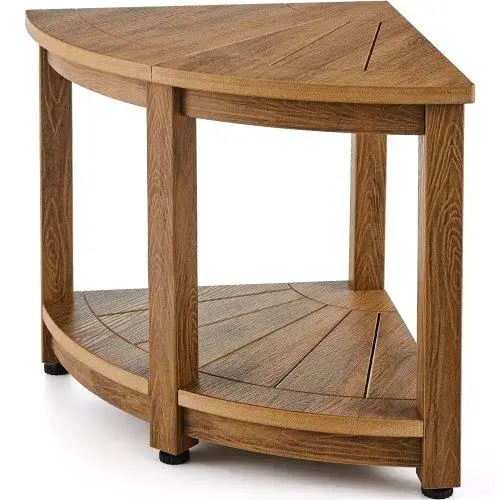 

18.5” Corner Shower Bench with Storage - Faux Wood Grain, Water Resistant, 350lbs Capacity for bathroom & Outdoor