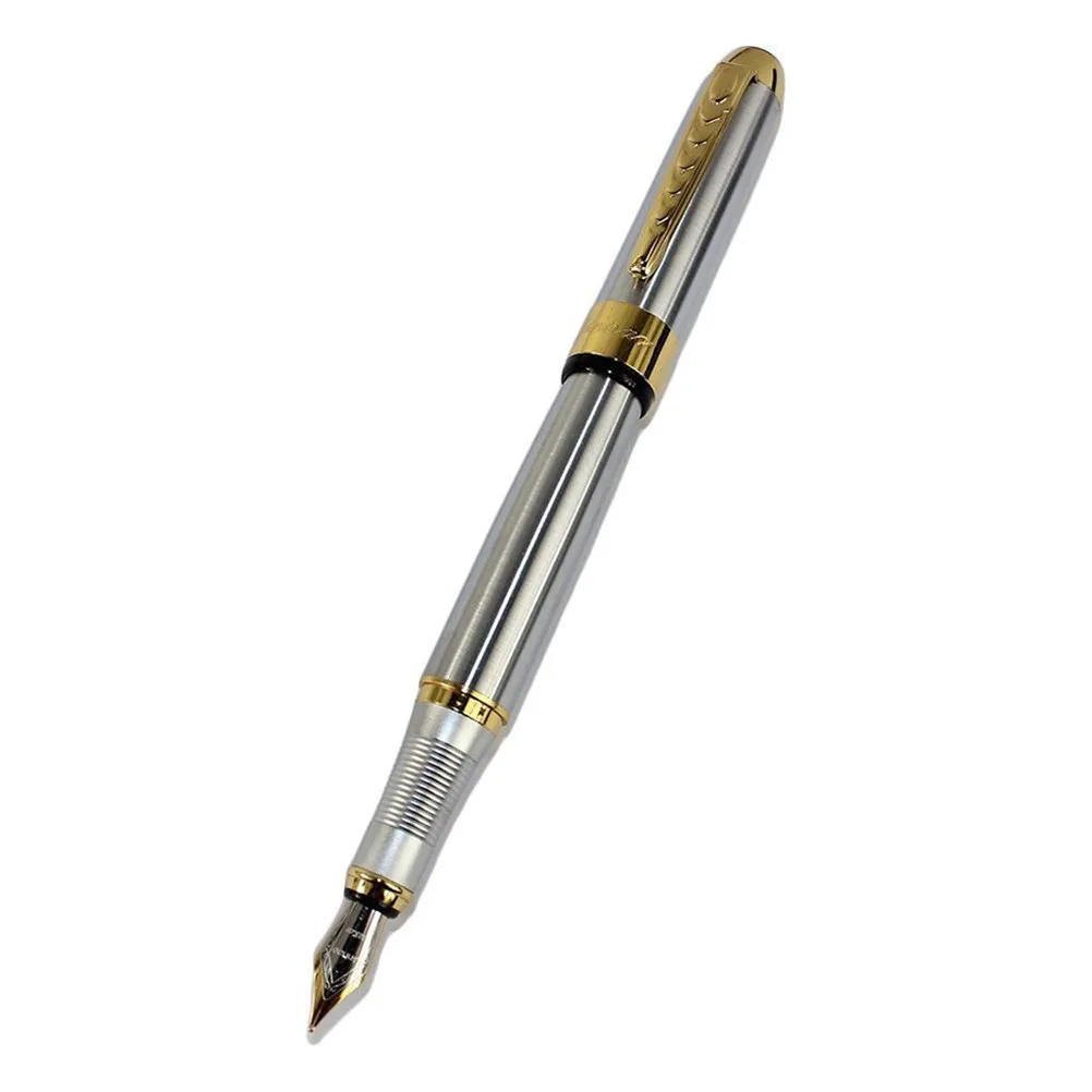 

Элегантная перьевая ручка ручной сборки, 12 см, с серебристо-золотой отделкой, пером из нержавеющей стали, глянцевым дымчатым лаковым покрытием, эффектом сияния драгоценных камней, шелковистая на ощупь