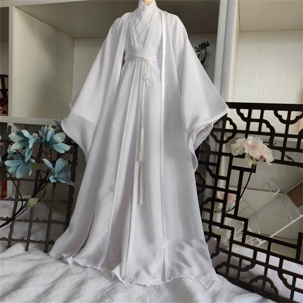 Terno branco antigo chinês para homens, vestido hanfu, veste tradicional, modelo de figura de ação de 12 