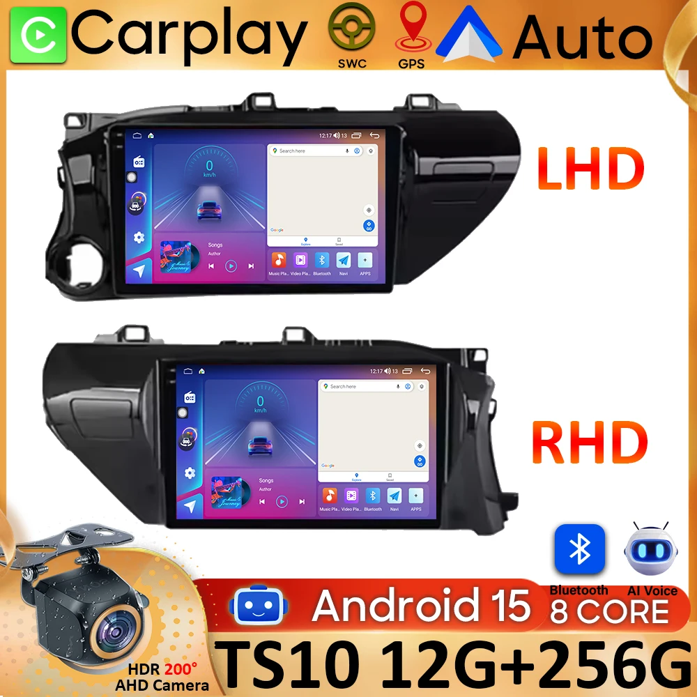

Android 15 Carplay Car Radio For Toyota HILUX REVO VIGO IMV 2016 2017 Navigation GPS Multimedia Player WiFi+4G Stereo Video BT