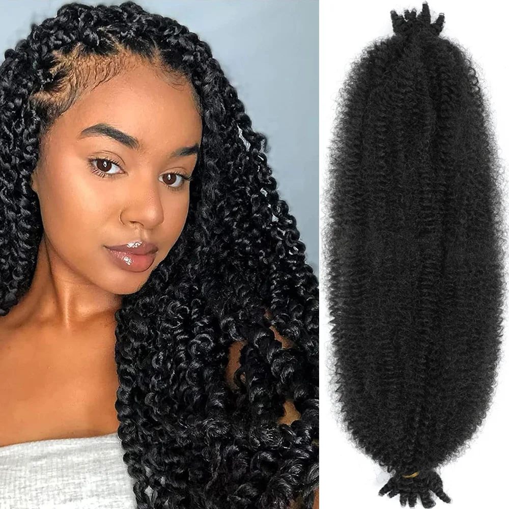 Pre-fluffed Spring Twist Crochet Hair Braids for Black Women 24 12 18inch Springy Afro Marley Twist Wrapping Hair 10strands/pack