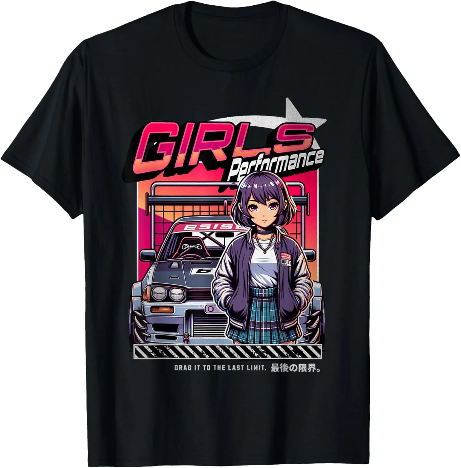 สาวน่ารักประสิทธิภาพ JDM Race Car Driver เสื้อยืดอะนิเมะญี่ปุ่น