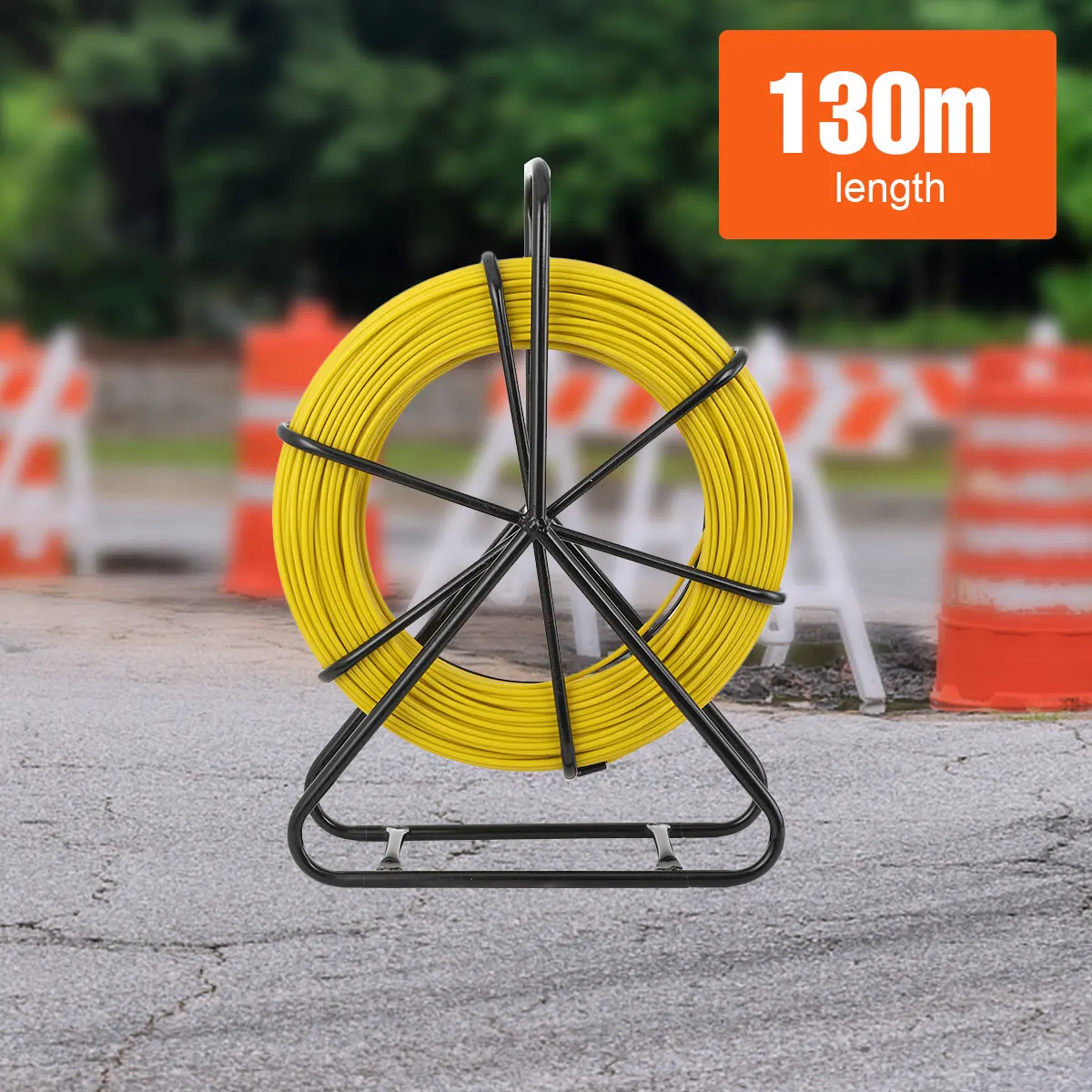 100/130 متر كهربائي سلك ماكينة لولبة سلك الألياف الزجاجية كابل تشغيل قضيب شريط الاسماك رودر كابل Unclogger زعيم 6 مللي متر