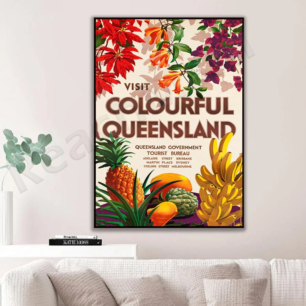 Queensland Poster Print | Gallery Wall Prints Canvas Print Wall Art | Australia Vintage Travel Poster