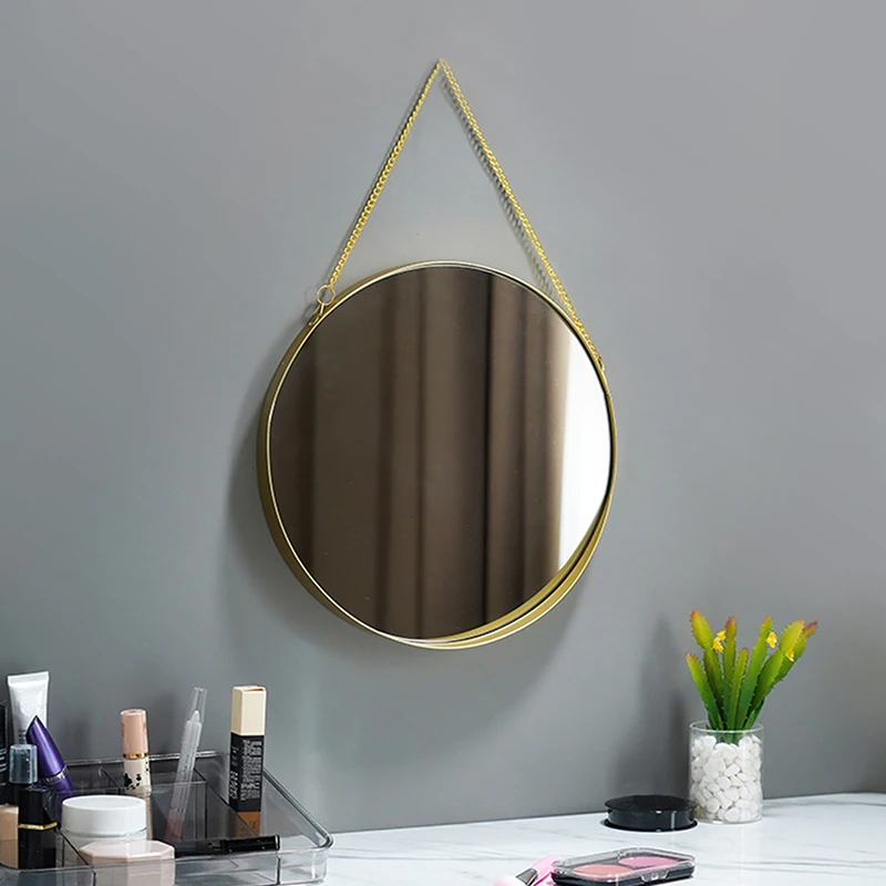 Bathroom Makeup Hanging Mirror Cosmetic Mirror Round Square Hexagon Shape Decorative Mirror Wall Decor Room Decoration Bedroom