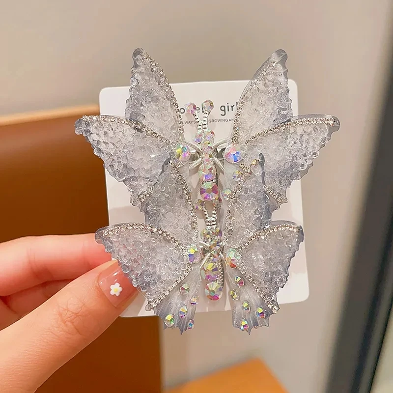 Moving Butterfly Hairpin Sweet Super Immortal Luxury Versatile Hairpin Broken Hair Sorting Clip Children Girls Birthday Gifts