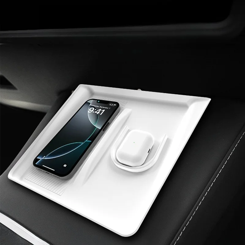 Wireless Charging Silicone Pad for Headphones Anti-Slip Center Console Mat New Version Car Interior Accessories for Tesla Model 3 Model Y view 5