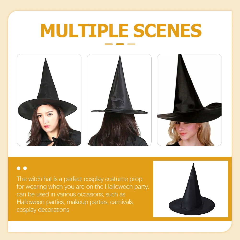 

6 Pcs Wizard Hat Props Has Witch Cosplay Accessory Halloween Party Headdress Costume Cloth Oxford Child Witches Black