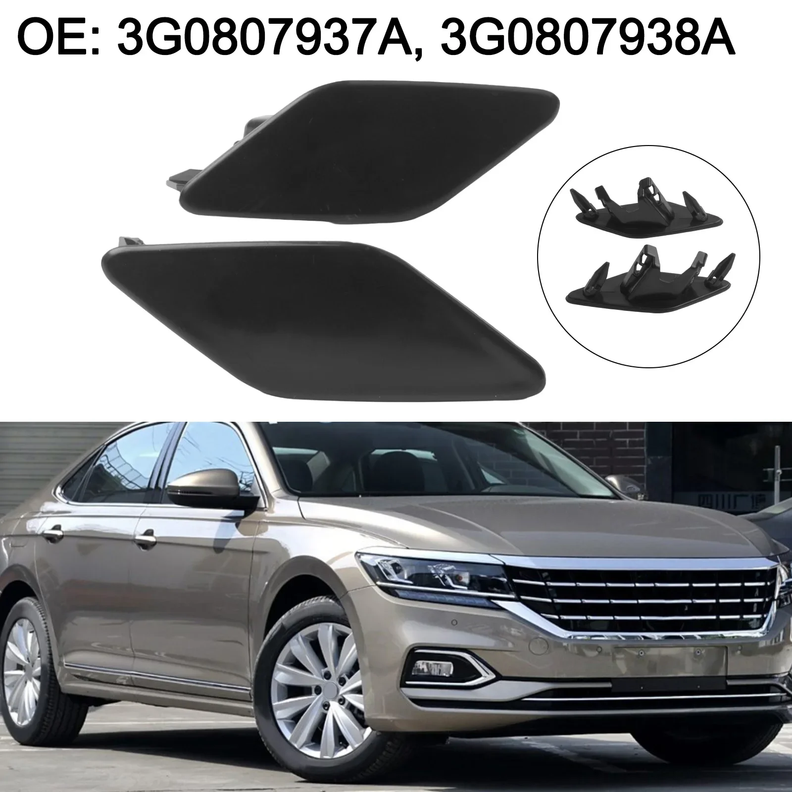 2 قطعة سيارة الوفير فوهة غسالة الضوء الأمامي رذاذ طائرة غطاء ل باسات B8 2017-2019 OE 3G 0807937 3G 0807938 التوصيل والتشغيل باللون الأسود