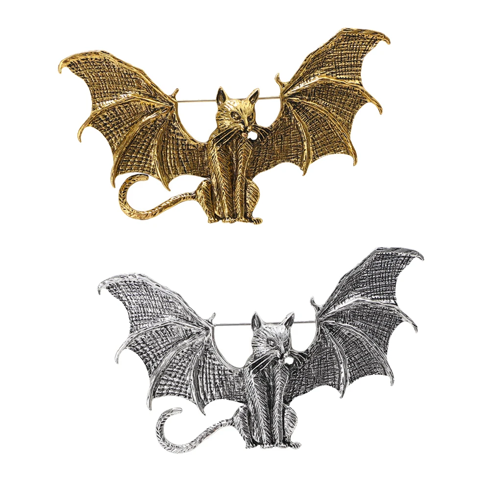 בציר חתול מכונף חתול גברים ונשים של נשים ואביזרים סיכות בצורת עטלף מצחיק מעופף חתול קורסייז ליל כל הקדושים תכשיטים מתנות