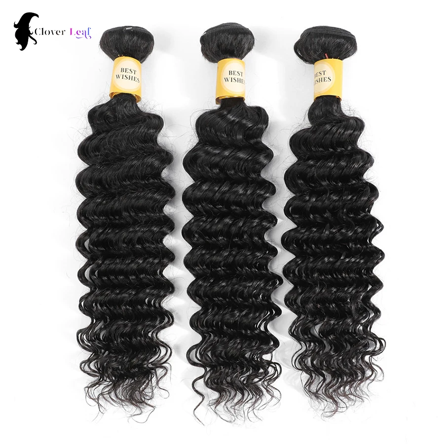 Extensões brasileiras de tecer cabelo humano, Deep Wave Hair Bundles, Deep Curly Hair, Natural Black, à venda, 1 Pacotes, 3 Pacotes, 4 Pacotes