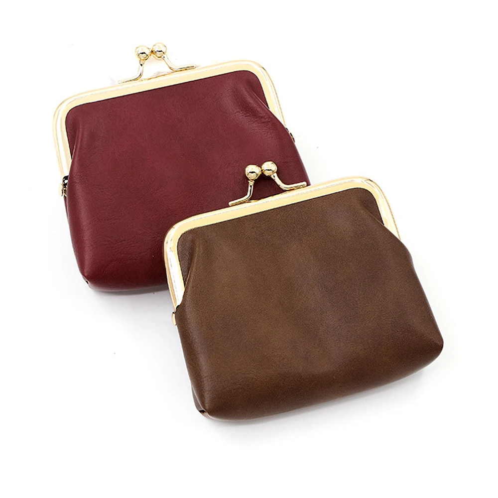 

Pu Leather Coin Purse Wax Leather Makeup Pouch Mini Clutch Bag Portable Retro Wallet For Daily Use Travel Women'S Accessories