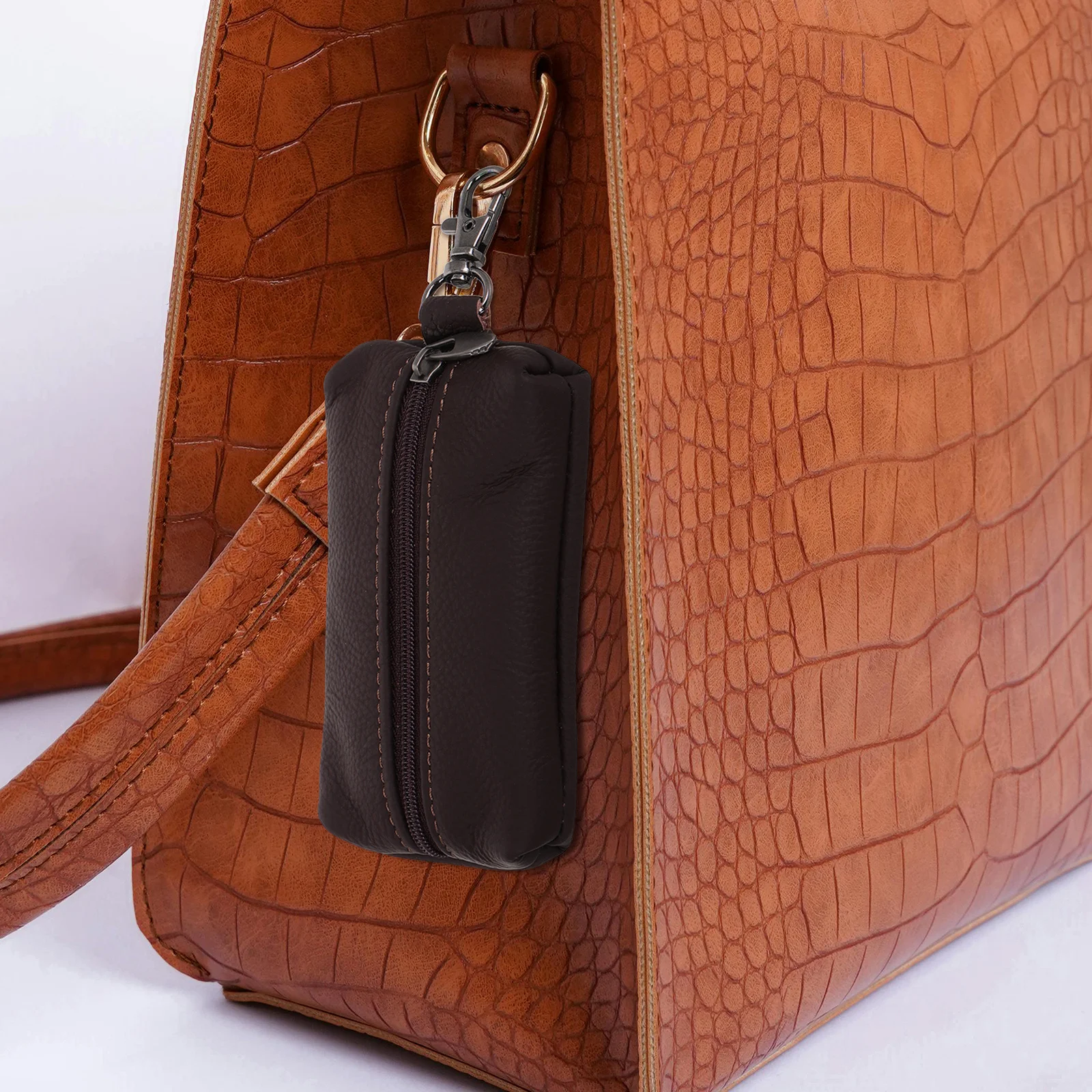 

Car Key Holder Pu Key Pouch Keyring Multi-Function Wallet Coin Case For Women Men Zippered Organizer Daily Travel Use