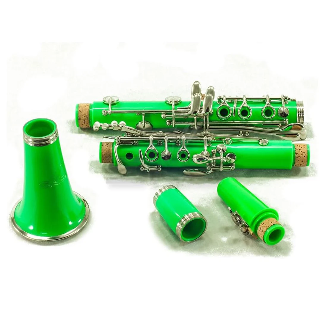 Clarinete Plano SLADE-Bb com 2 Barris Shell Duro, 17 Chave Níquel, Clarinete Verde para Iniciantes, Kit de Limpeza