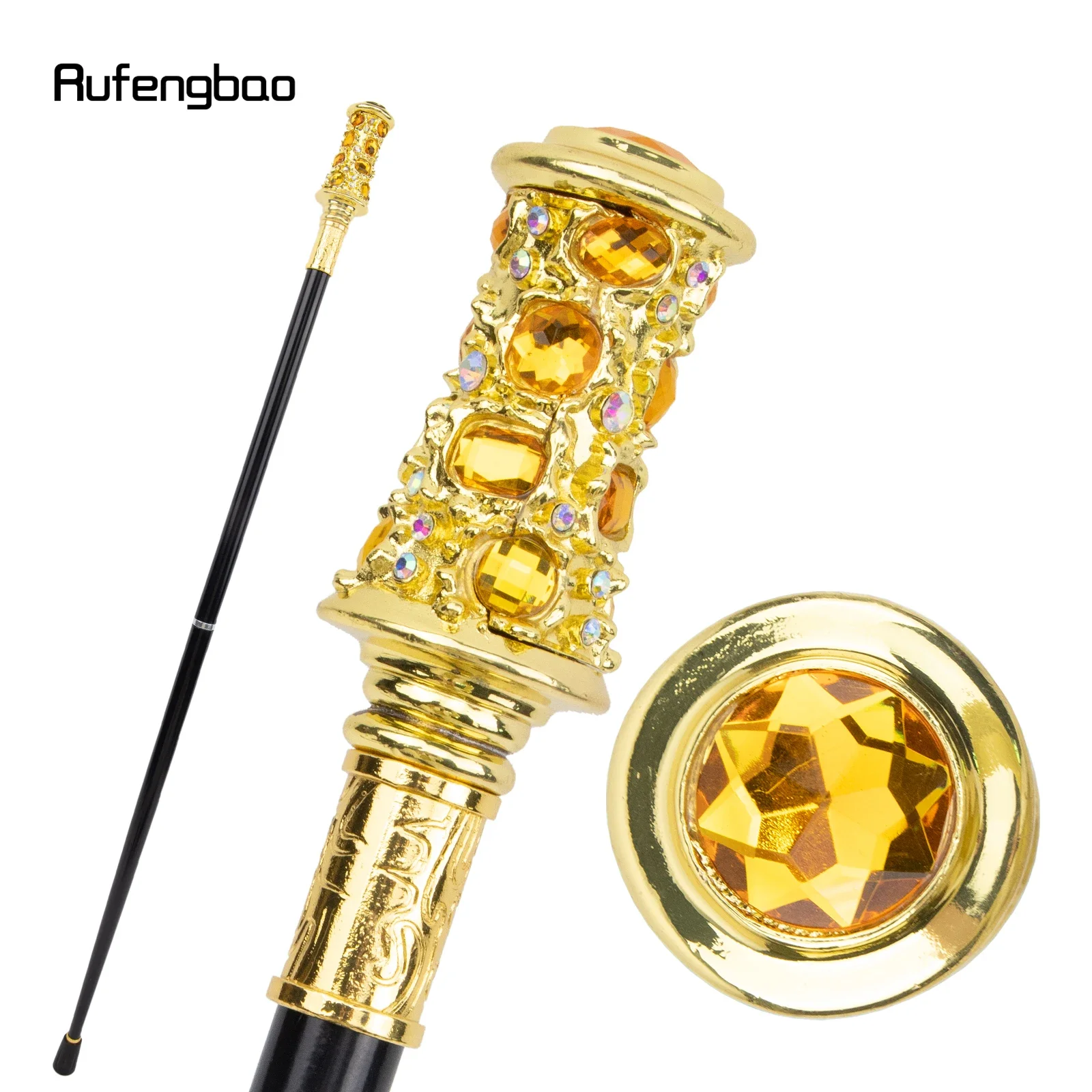 

Golden Artificial Diamond Walking Cane Fashion Decorative Walking Stick Gentleman Elegant Cosplay Cane Knob Crosier 92cm