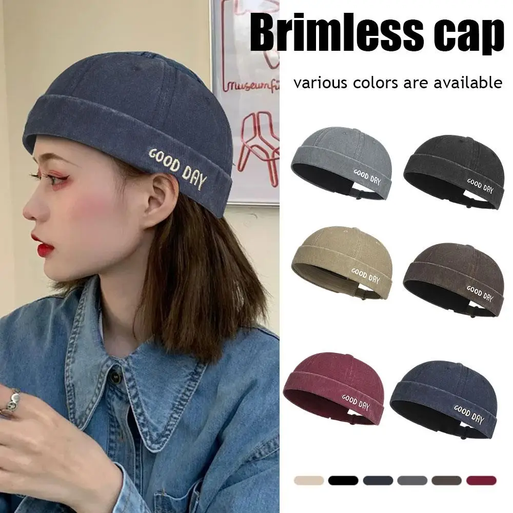 Washed Fade Landlord Hat без полей, дыняная кепка, регулируемая уличная шапка из кожи Гуа, вышивка букв, рыбацкая шапка-бини, кепки в стиле хип-хоп