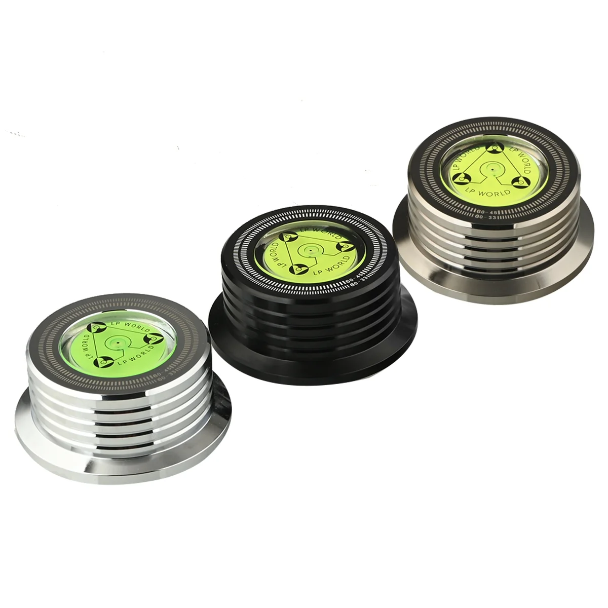 Estabilizador de tocadiscos de DISCO Universal LP 60Hz con nivel, abrazadera de peso de aleación de aluminio, negro brillante