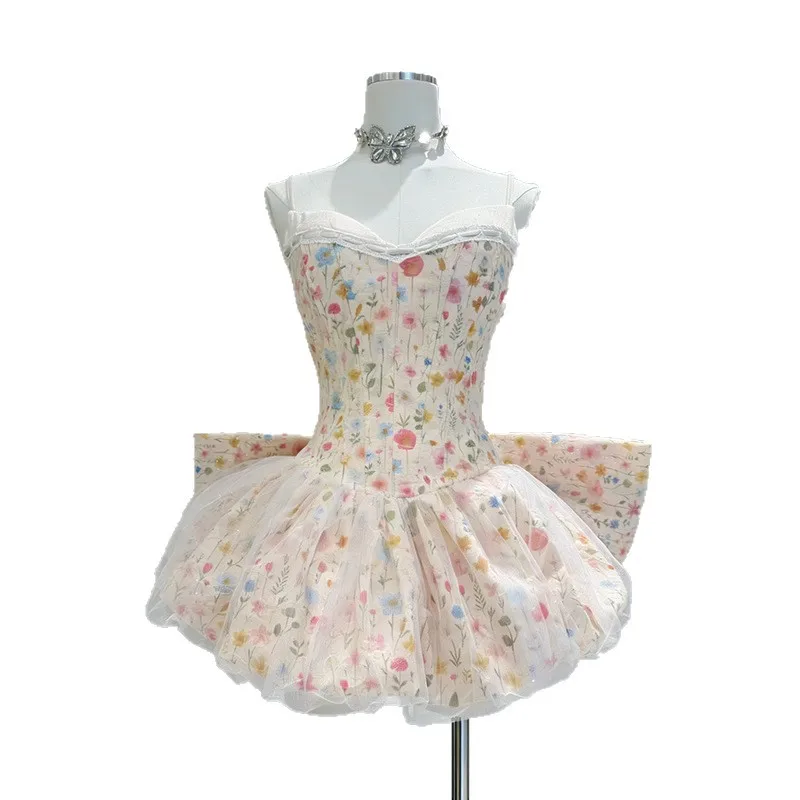 レディース ヒットカラー バックレス スリミング ミニドレス ノースリーブ ハイウエスト プリント スプライス ボウノット ショート プロム カクテルドレス