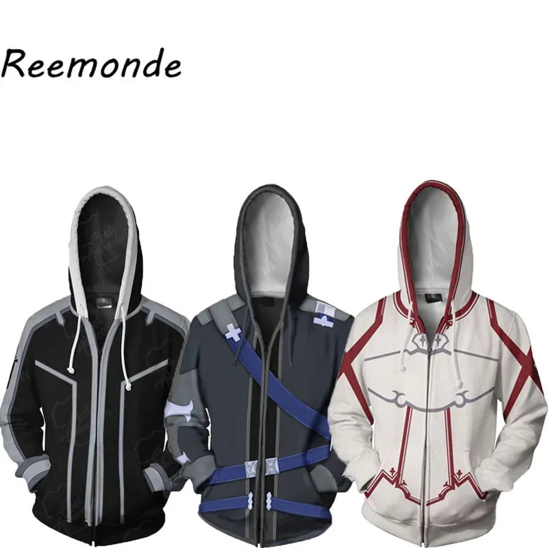 Anime Sword Art Online felpa con cappuccio felpa uomo donna giacca Sao Kirito kirijaya Kazuto Yuuki Asuna stampa cerniera cappotto amici amante