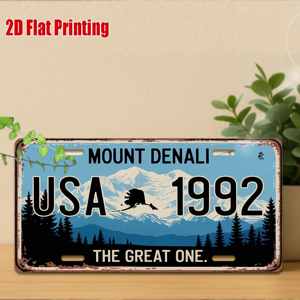2D Flat, 2D Flat Printing, 1pc, Vintage Metal Sign, Only for decoration, Outdoor Wall Art (29.97cm * 14.99cm), MOUNT DENALI Alum