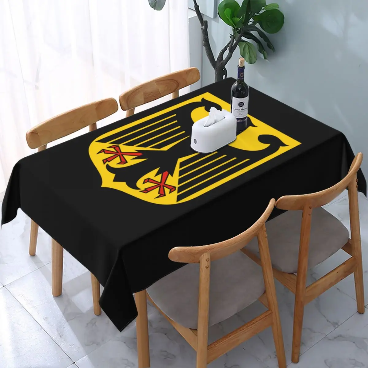 Coat Of Arms Of Germany Tablecloth Rectangular Fitted Waterproof German Flag Eagle Table Cover Cloth for Party